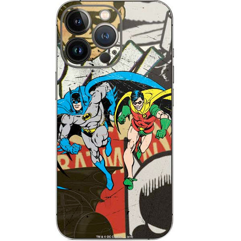 DC Comics Batman and Robin Vintage Action Pose iPhone 14 Pro Skin